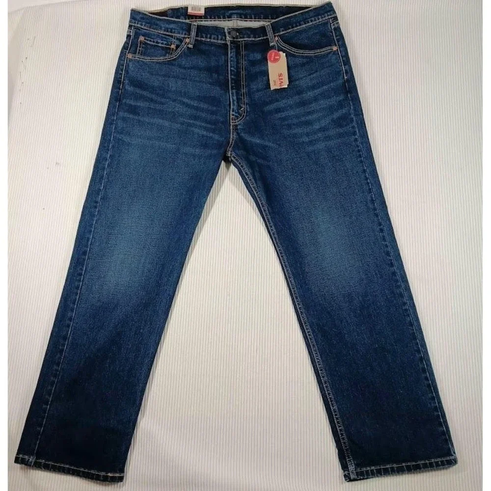Levis 505 Jeans Mens 42x30 Blue Regular Fit Straight Leg Medium Wash Denim Pants
